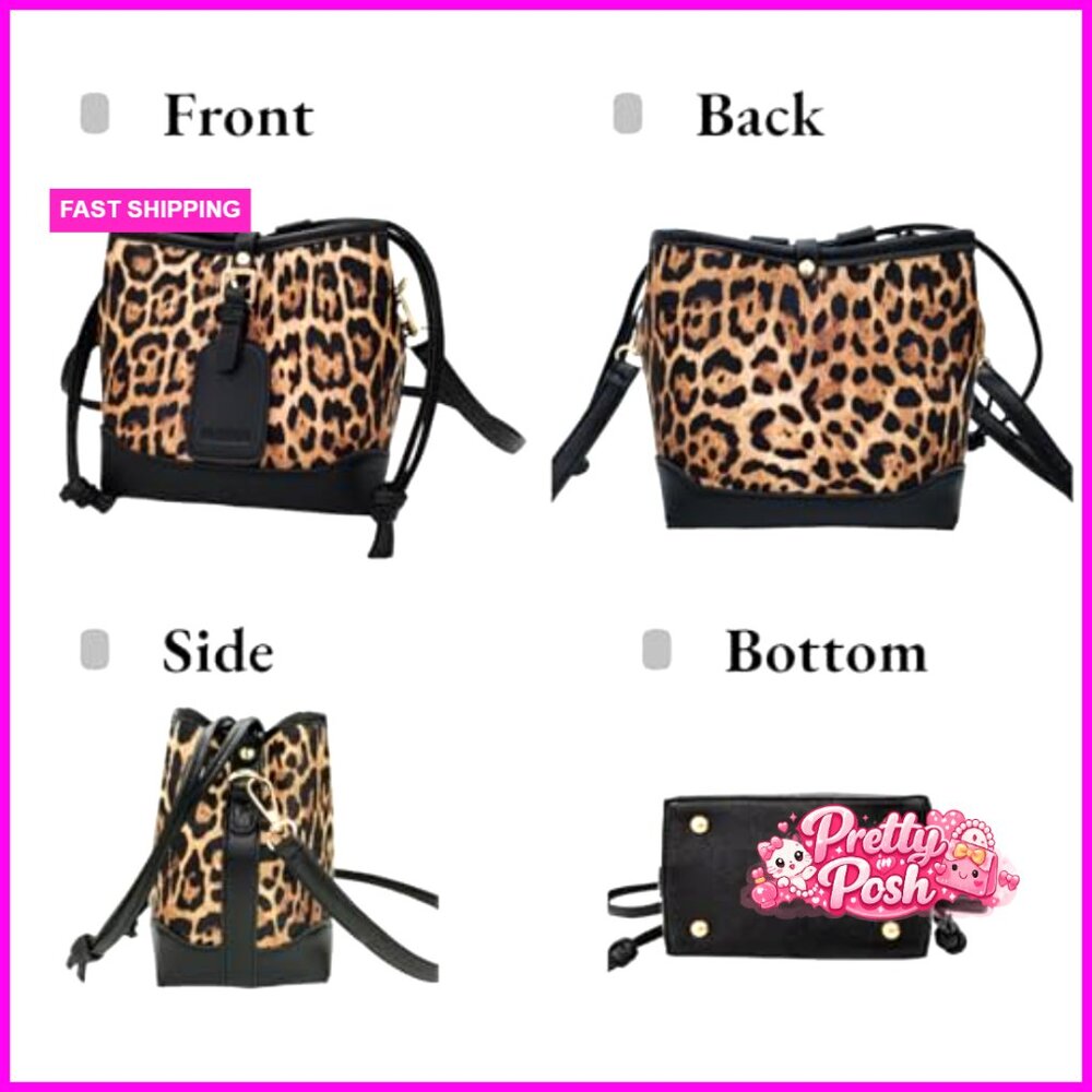 Small Pu Leather Drawstring Crossbody Bucket Bag … - image 7